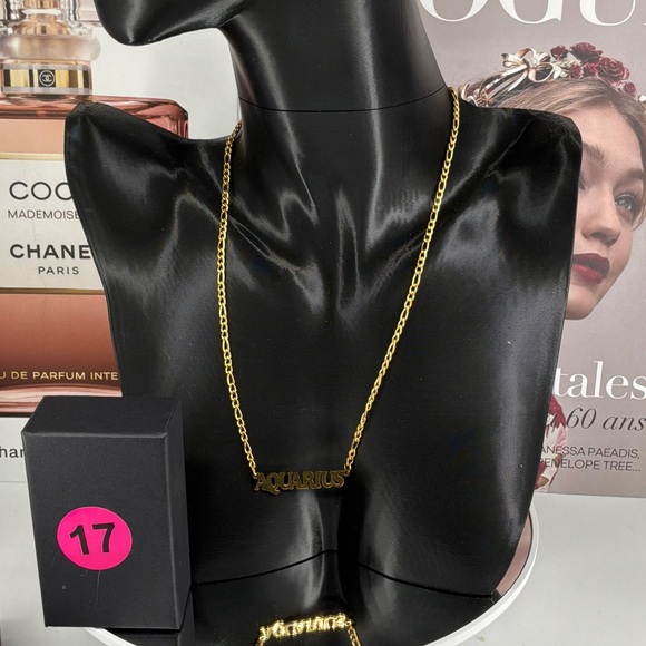 Gold Aquarius Necklace P17 - Picture 1 of 2